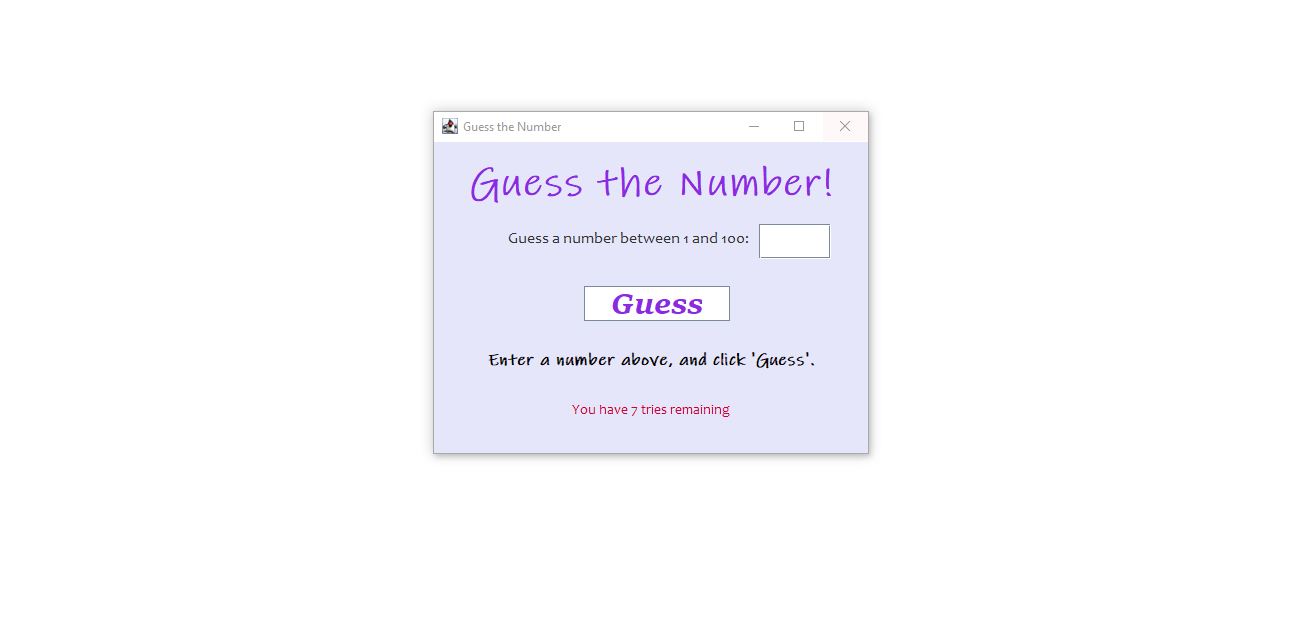 Screenshot of Guessing Game - Java