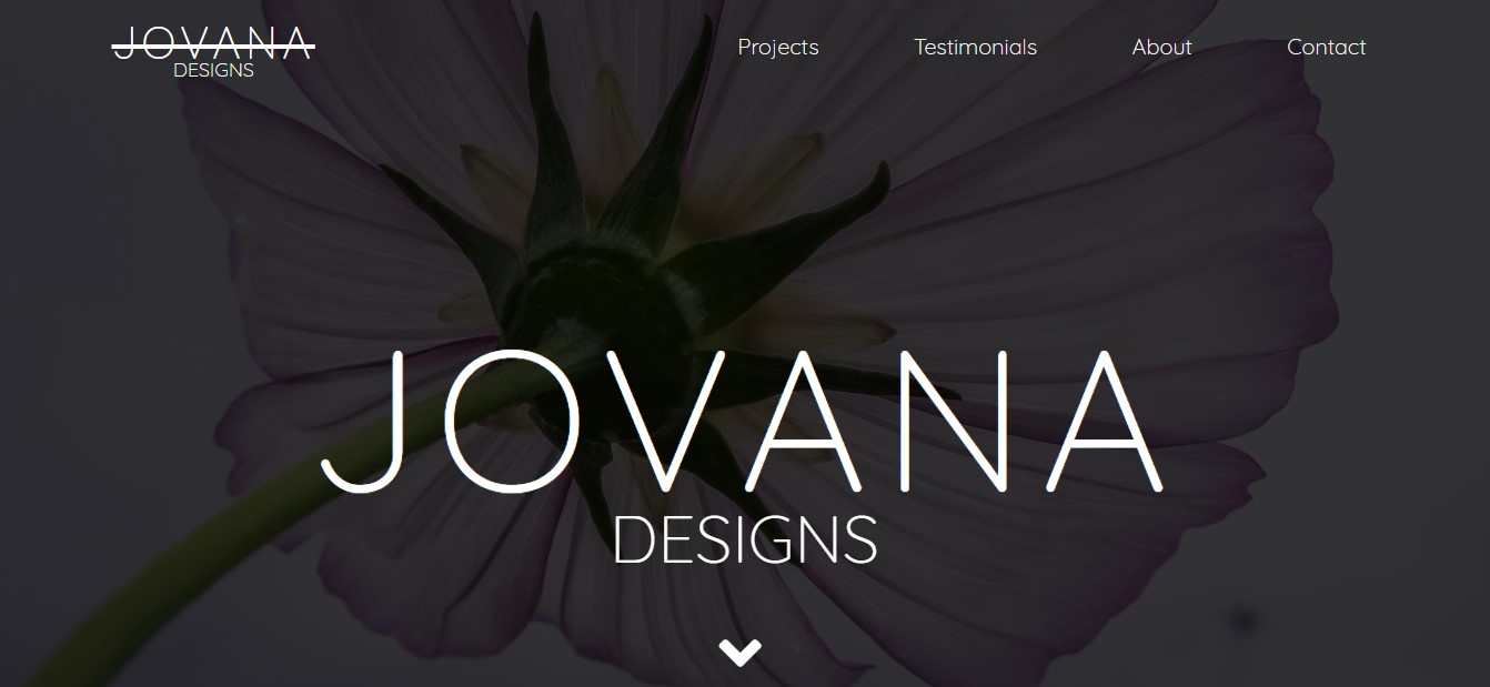 Screenshot of Jovana Designs Home Page