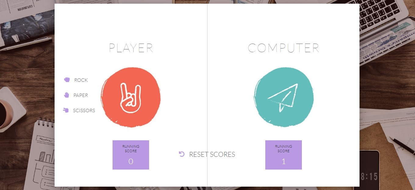 Screenshot of Rock Paper Scissors Game