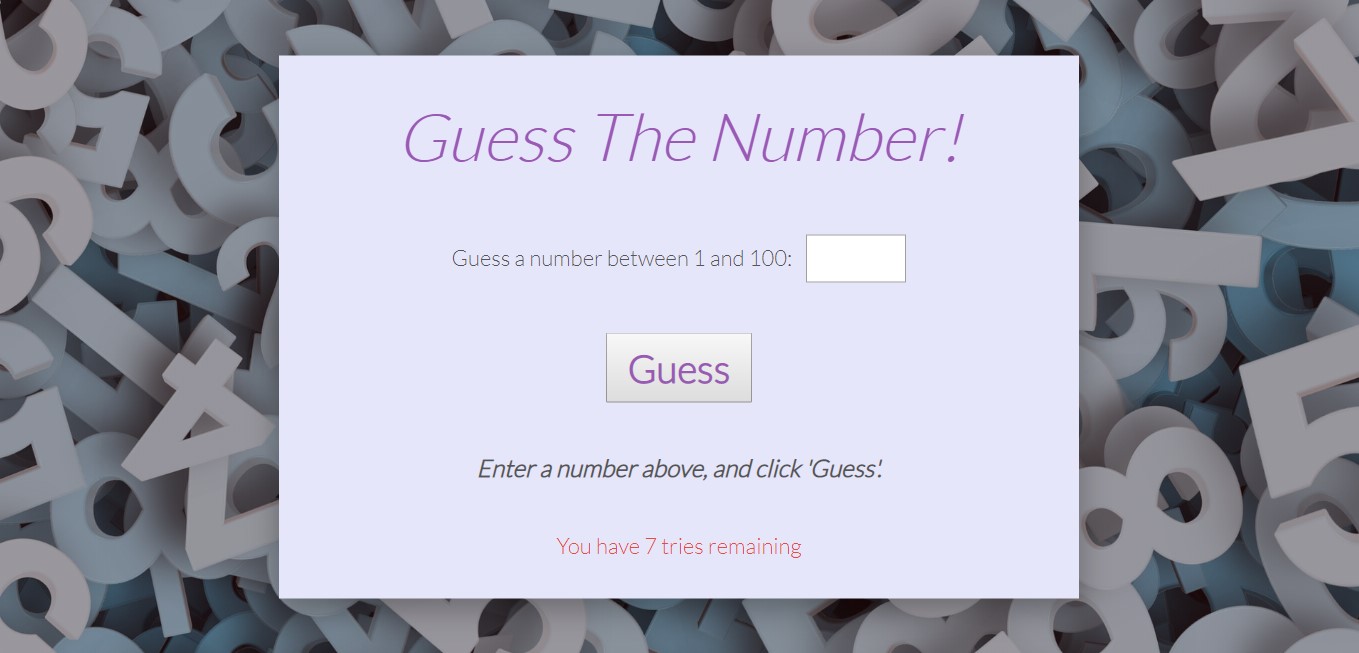 Screenshot of Guessing Game - JavaScript