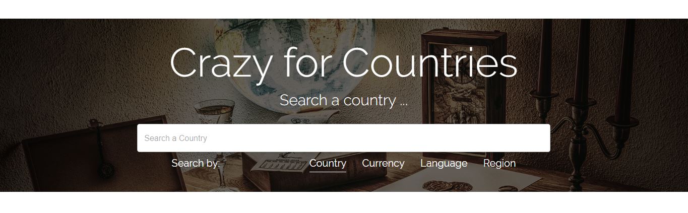 Screenshot of Country Search Page